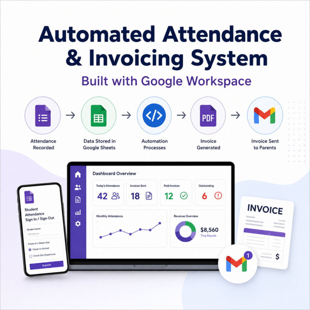 Custom Order Child Care Log Electronic Sign In Tracker and Invoice Google Automation Service