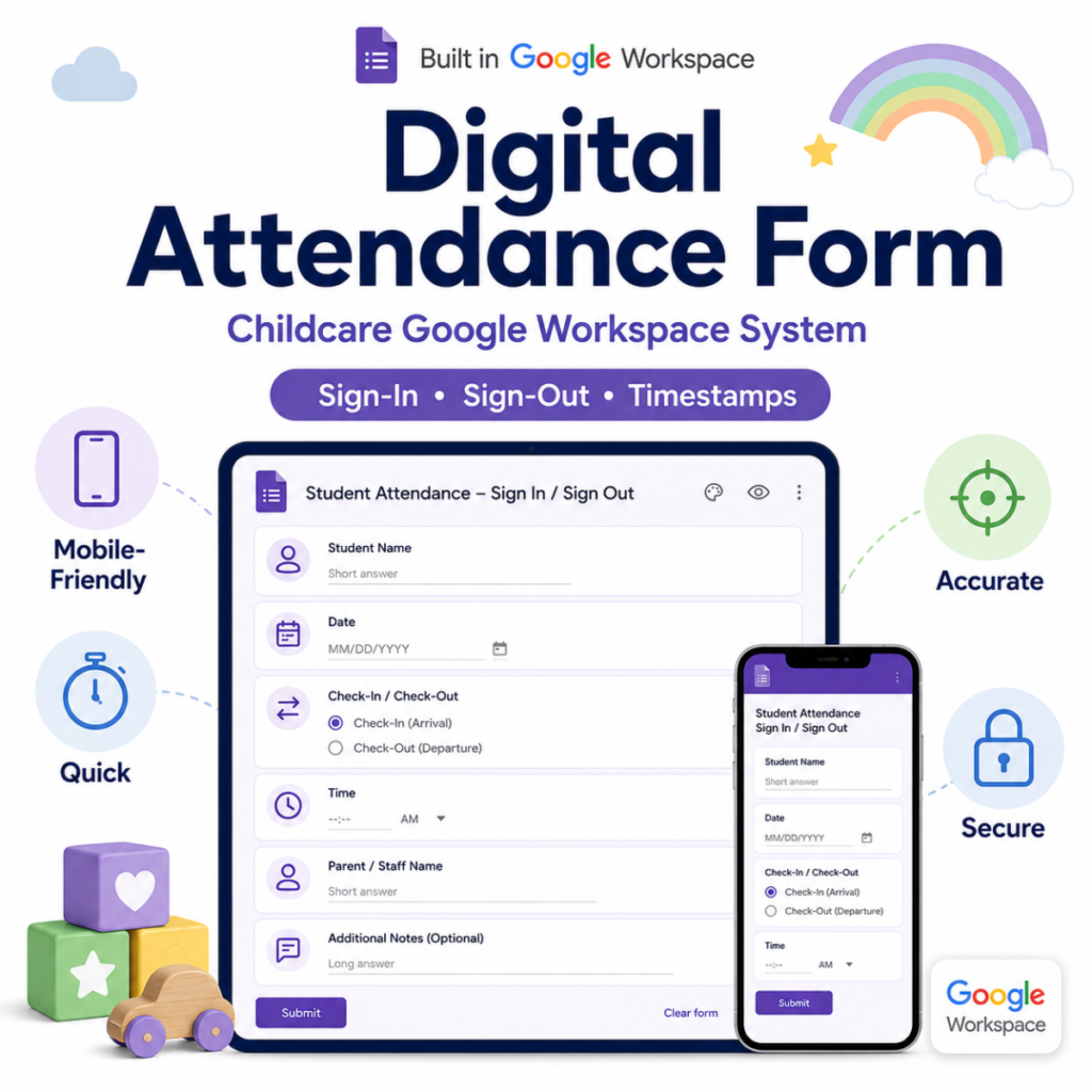 Digital attendance form for childcare
