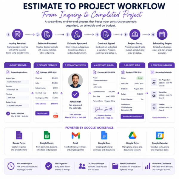 Custom Order Construction Admin and Project Management Google Automation Service