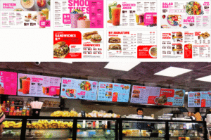 4 Screen Custom Animated TV Digital Menu Board Design Service