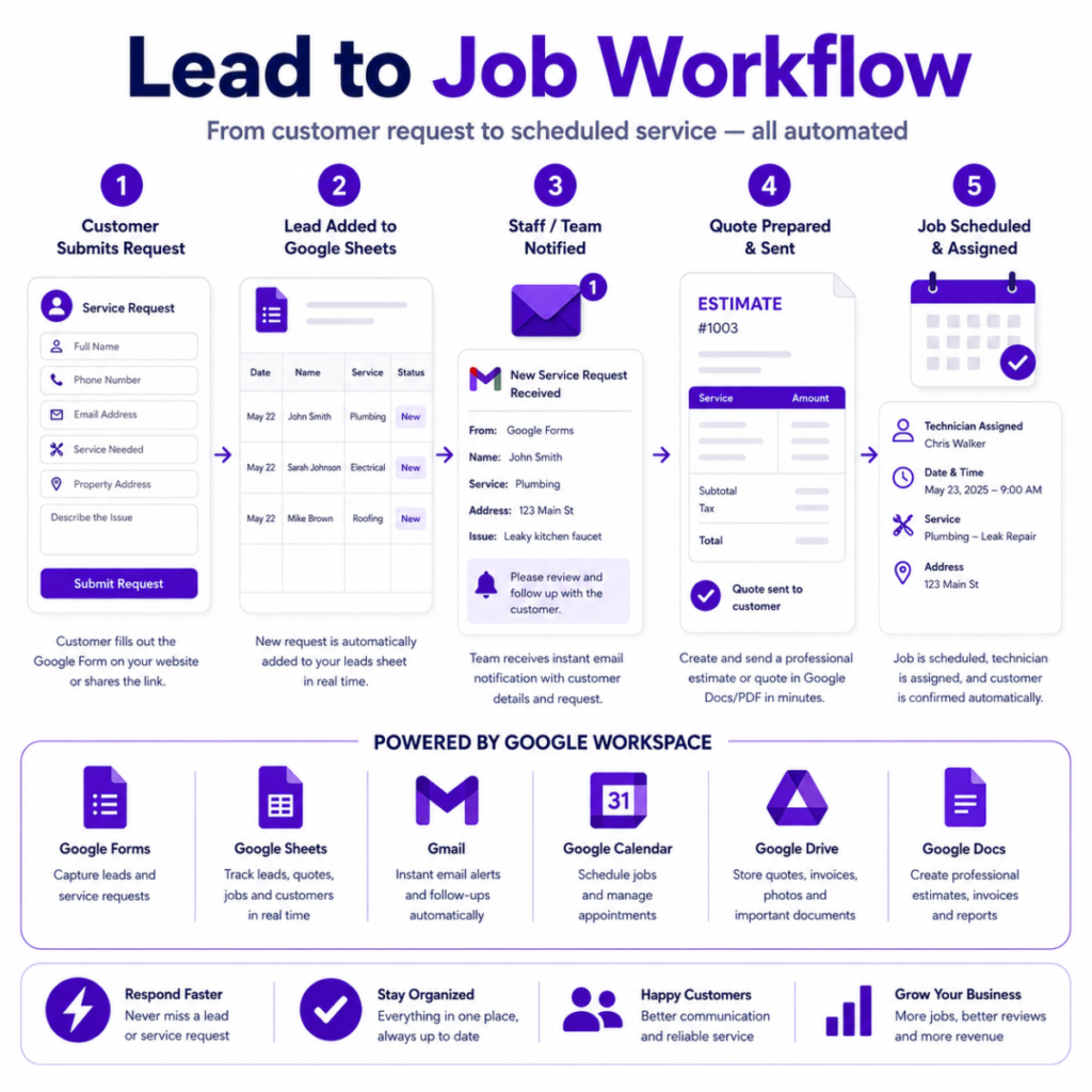 Custom Order Home Service and Property Trades Admin Google Automation Service
