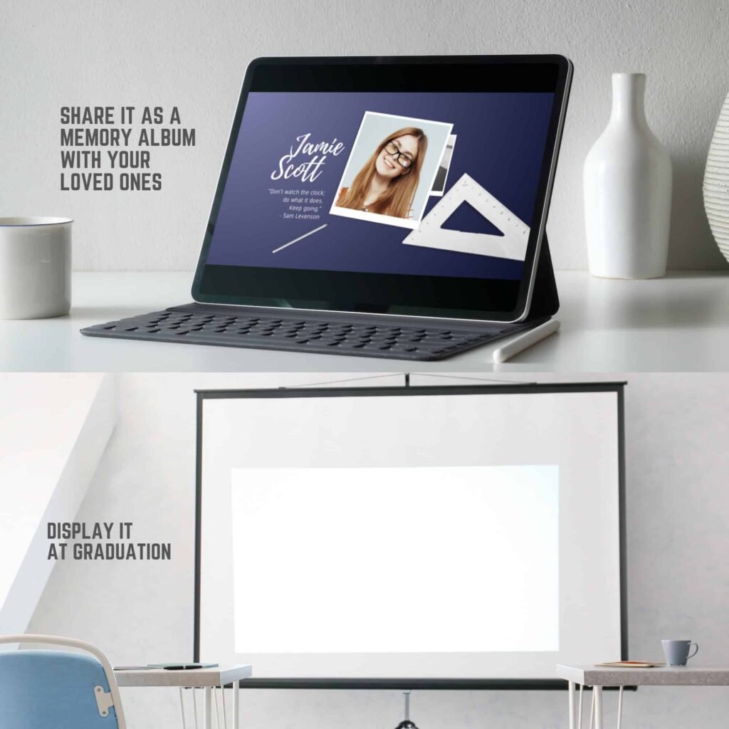 Digital Graduation Slideshow Video Presentation Canva Template with Music