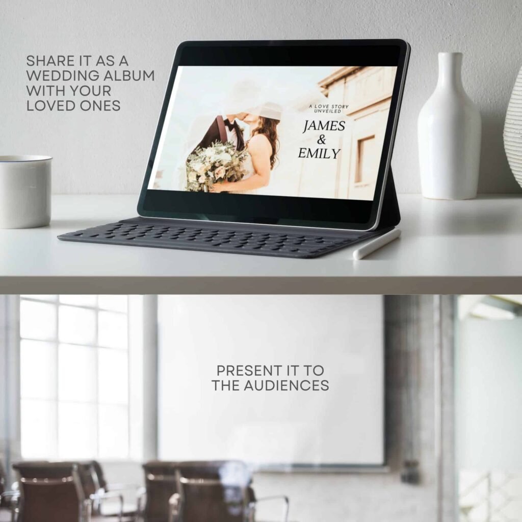 Digital Wedding Slideshow Video Presentation Canva Template with Music