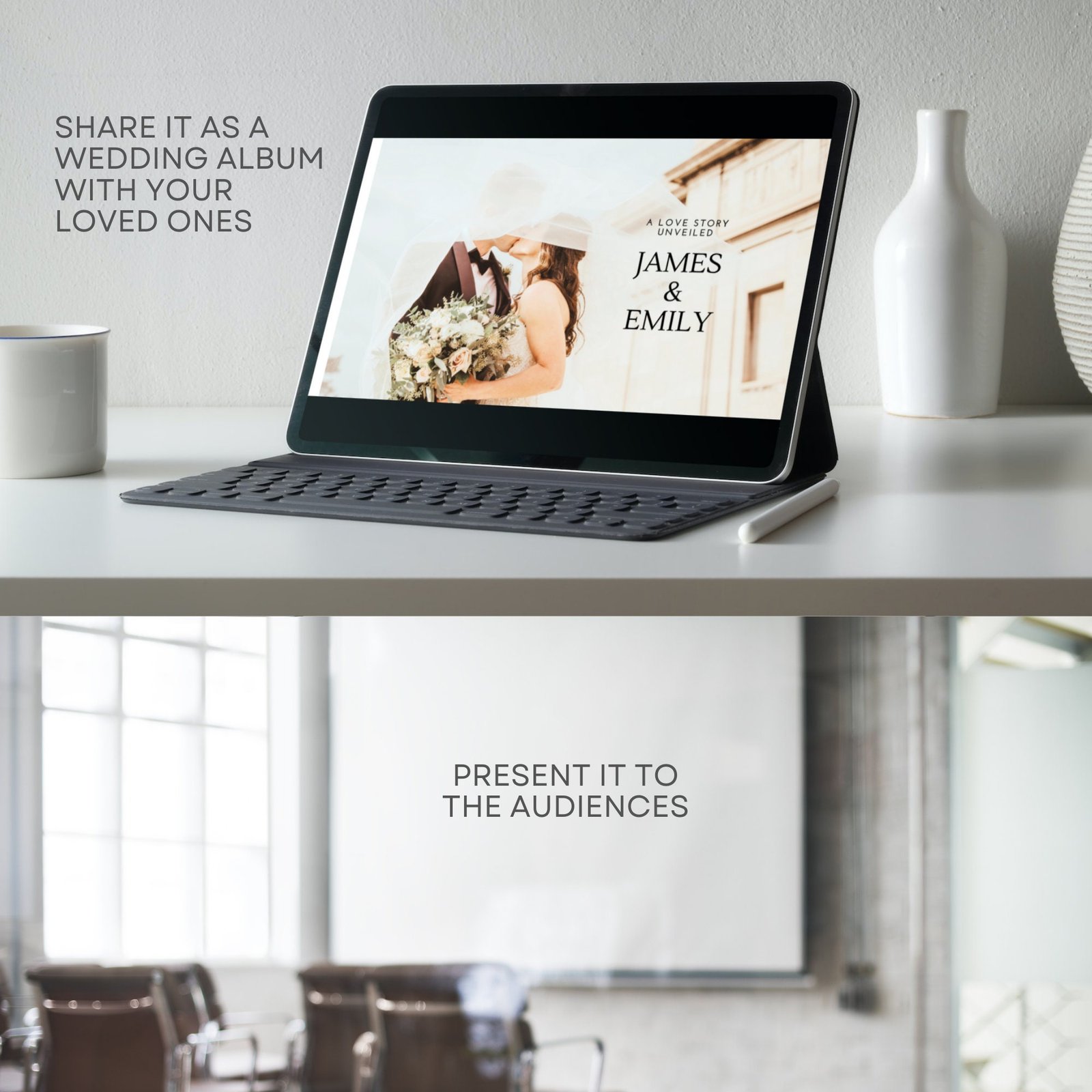 Wedding Rehearsal Slideshow Presentation Template with Music Photo Collage Slide Show Digital Video Movie Canva Text Image Song Editable