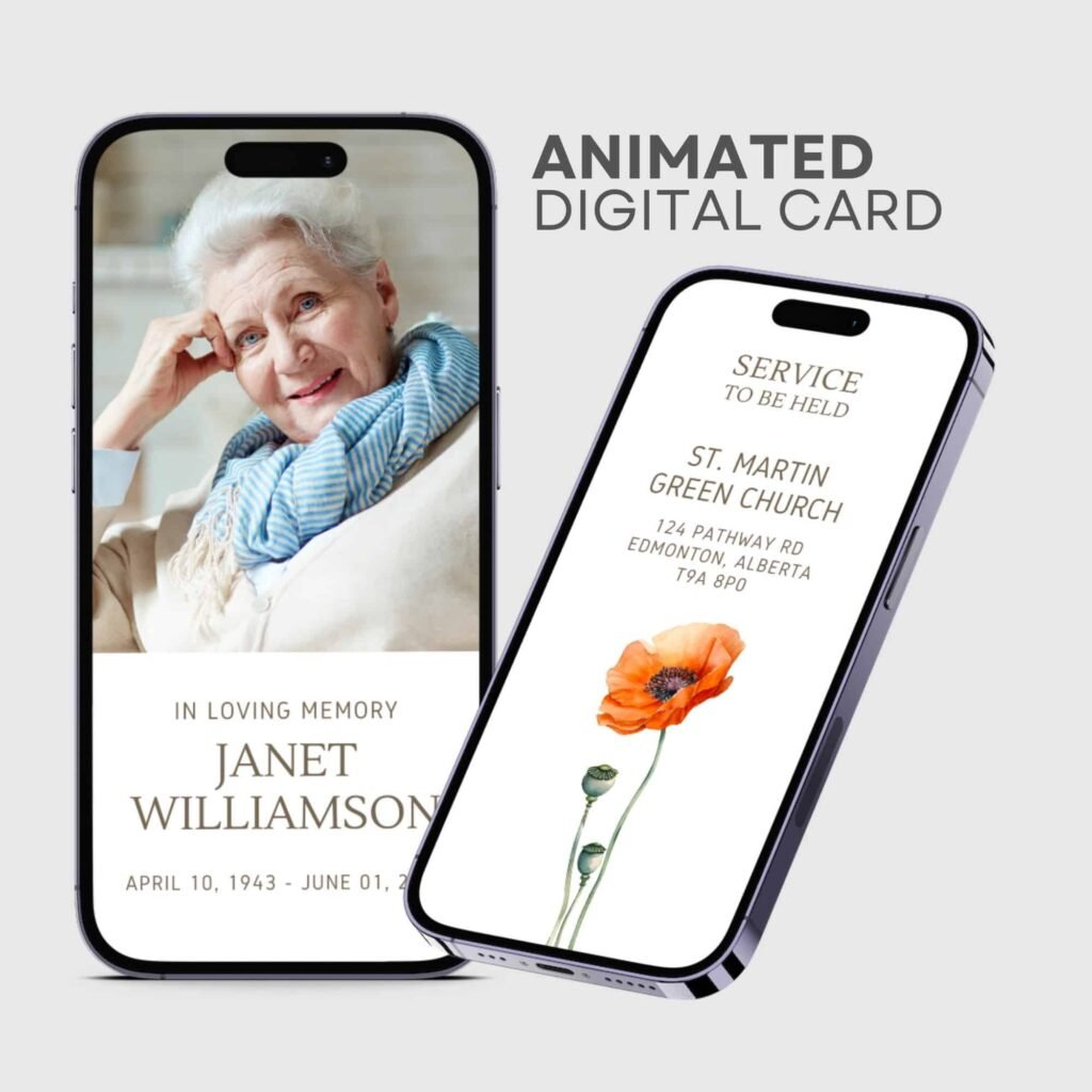 Animated Funeral Announcement Video Digital Invitation Canva Template