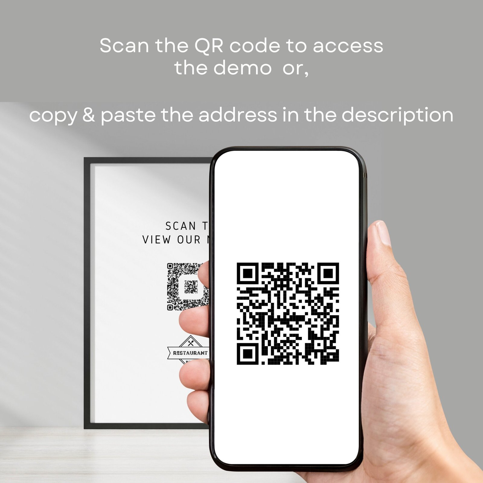 Mobile QR Code Menu Website for Restaurant Pizza Burger Cafe Breakfast Digital Takeout To Go Drive Thru Food Truck Kitchen Phone Scannable