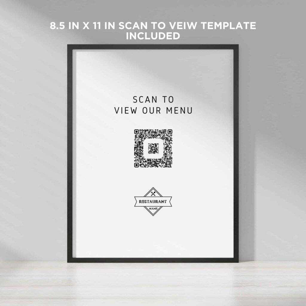 Black Digital Mobile Menu Template with QR Code Scan for Restaurants and Cafe