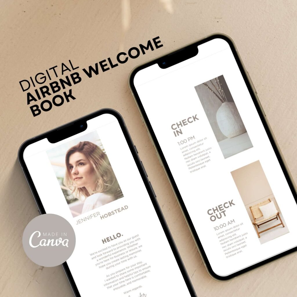 Digital Canva Airbnb Welcome Guide Template Interactive Website with QR Code