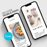 White Digital Mobile Menu Website Canva Template with QR Code Scan