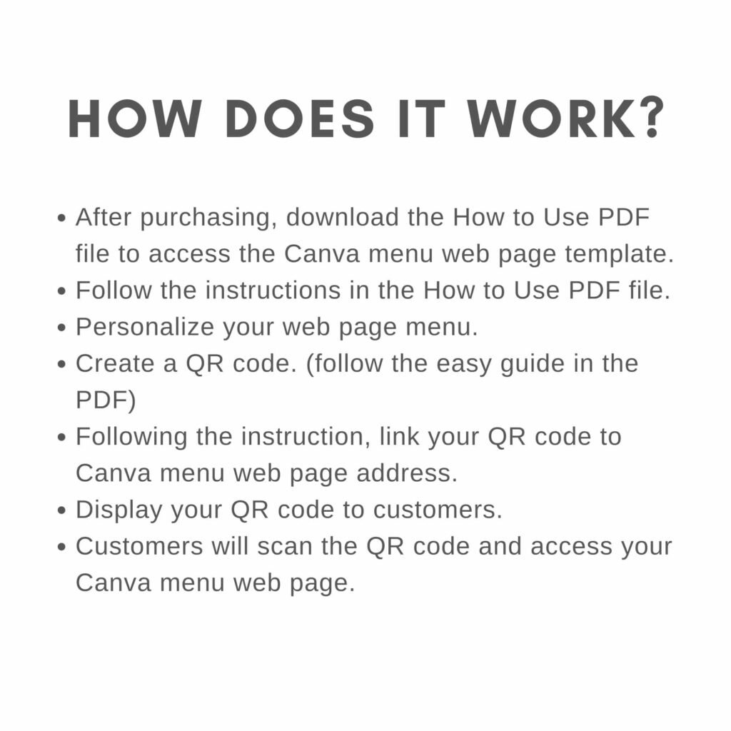 Black Digital Mobile Menu Template with QR Code Scan for Restaurants and Cafe