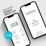 Beauty and Salon Digital Price List Canva Template with QR Code