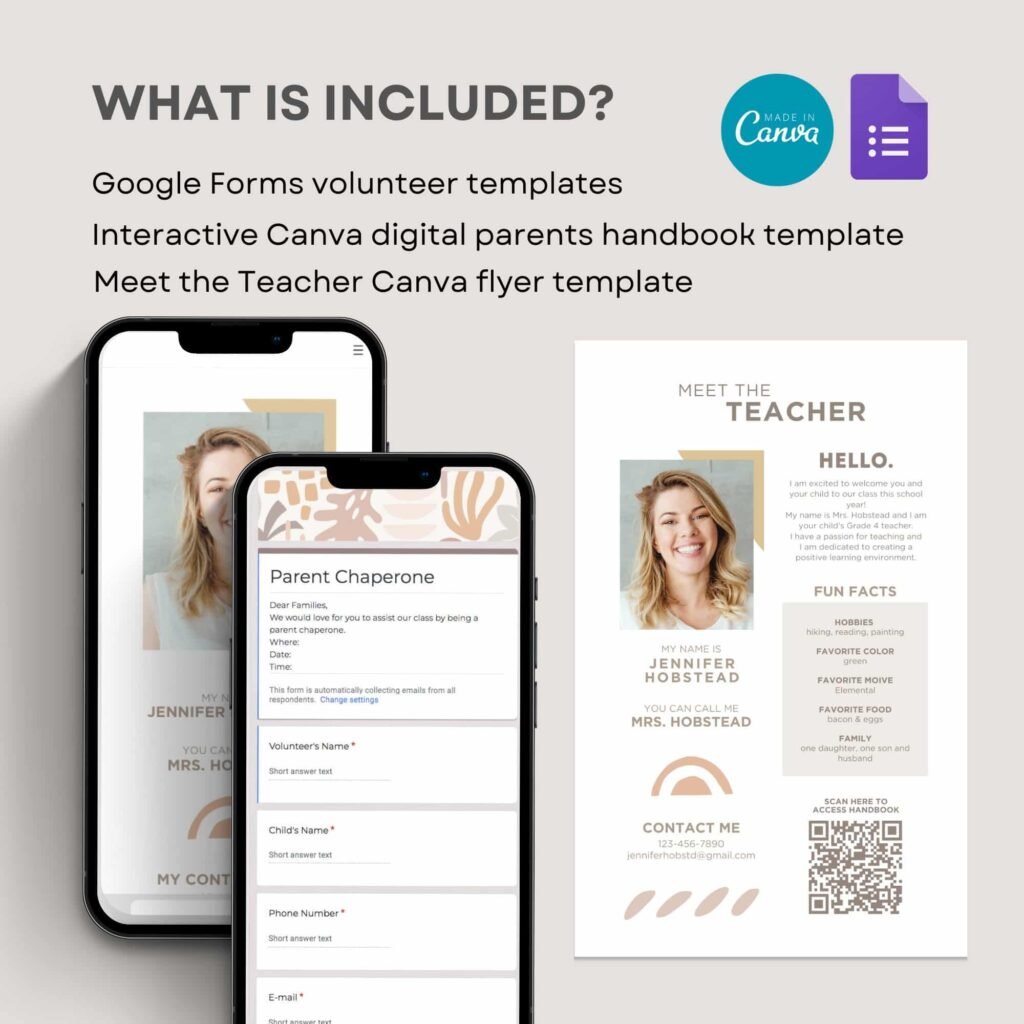 Digital Meet the Teacher Parent Welcome Guide Canva Template with QR Code