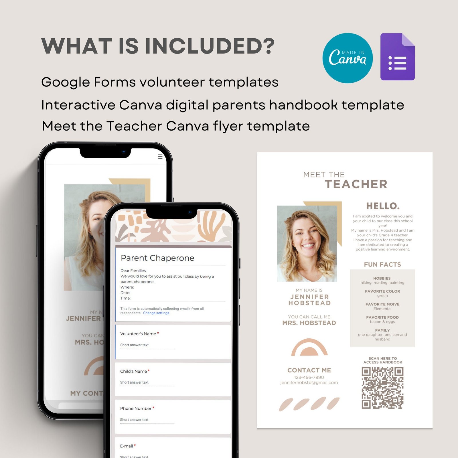 QR Code Meet the Teacher Digital Parent Handbook Parents Welcome Packet Back to School Template for Preschool Junior Senior Students Kids