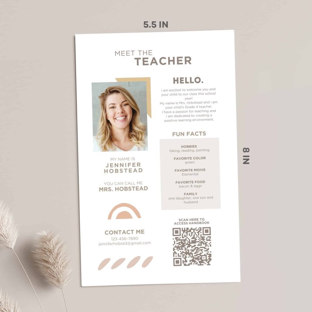 Digital Meet the Teacher Parent Welcome Guide Canva Template with QR Code
