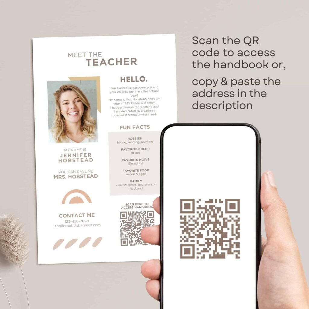 Digital Meet the Teacher Parent Welcome Guide Canva Template with QR Code