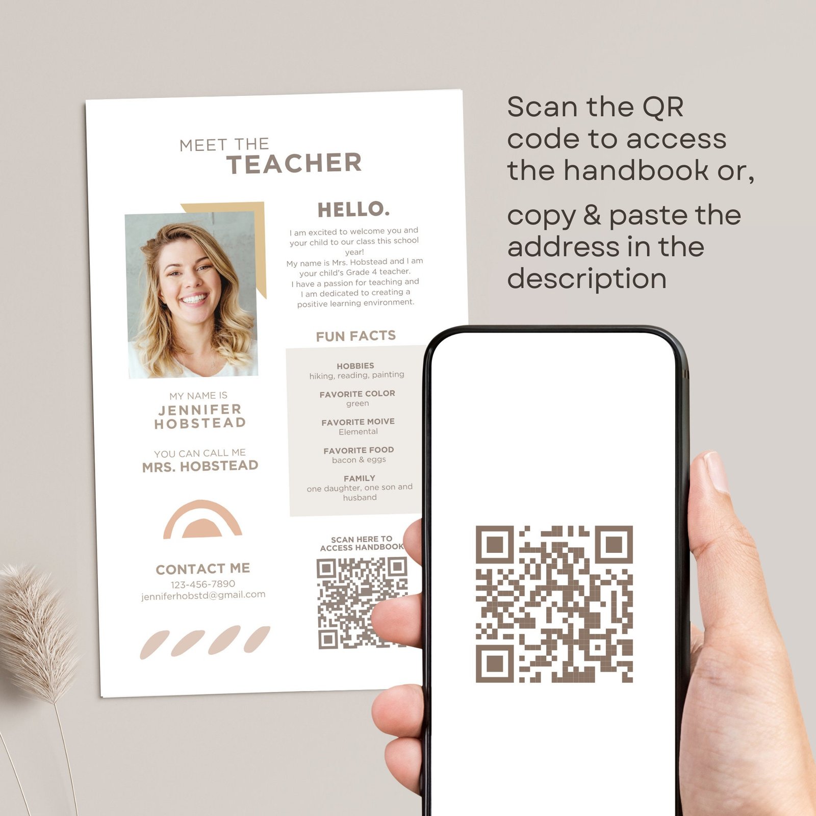 QR Code Meet the Teacher Digital Parent Handbook Parents Welcome Packet Back to School Template for Preschool Junior Senior Students Kids