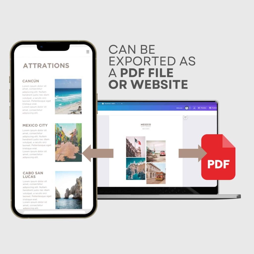 Mobile app exporting to PDF or website