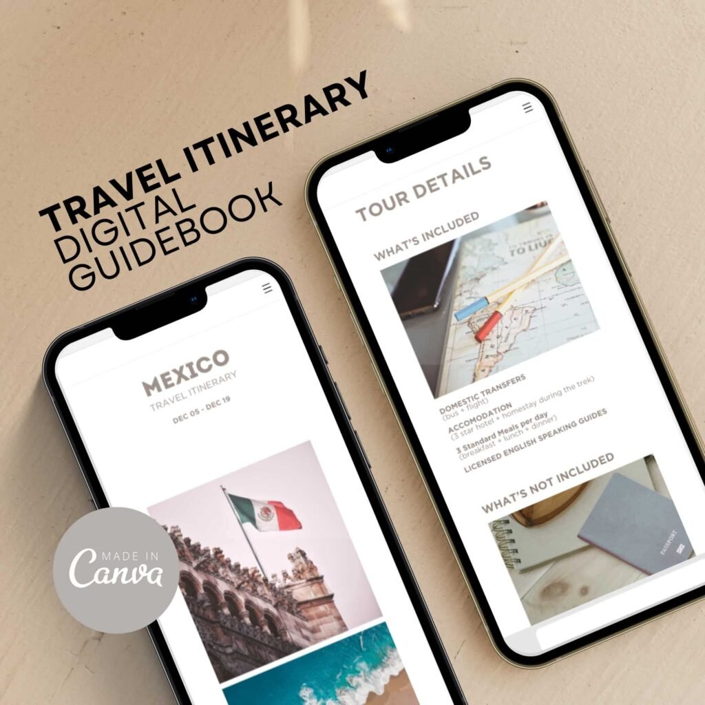 Digital travel itinerary on smartphones