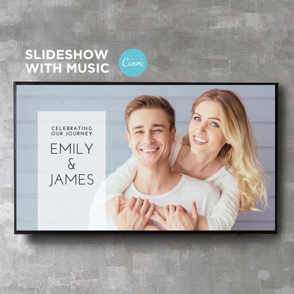 Digital Anniversary Slideshow Video Presentation Canva Template with Music