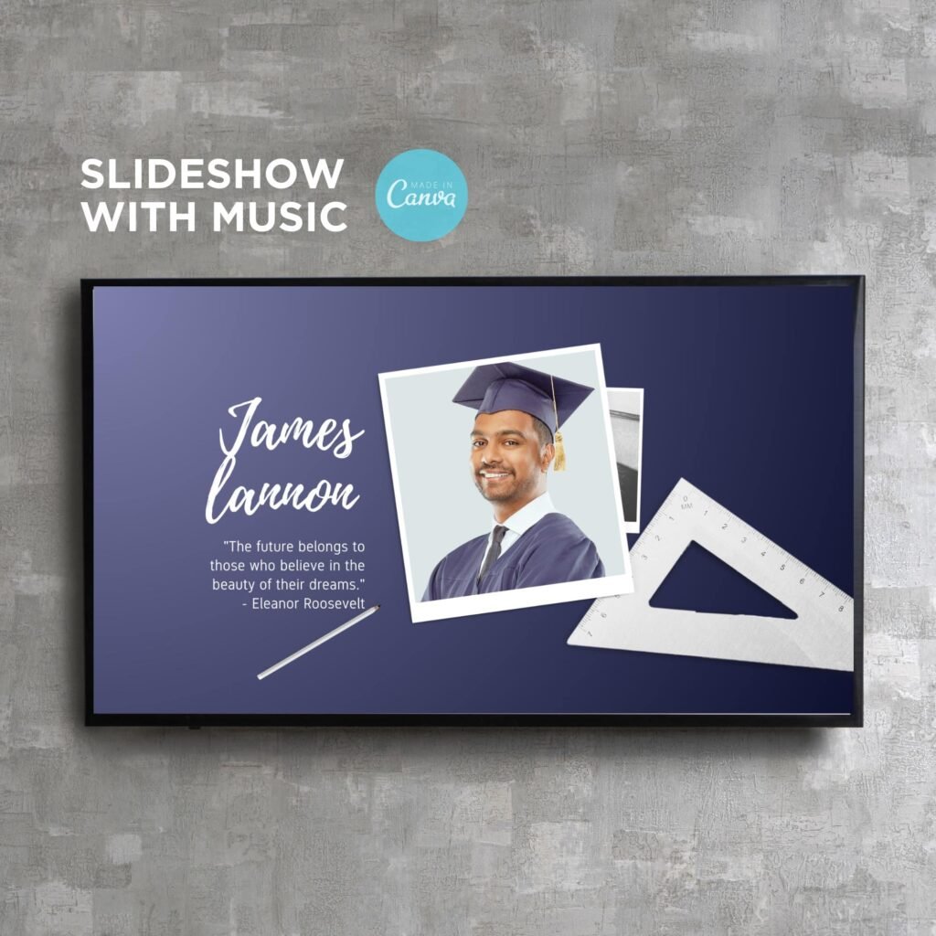 Digital Graduation Slideshow Video Presentation Canva Template with Music