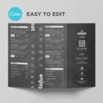 Chalkboard Printable Canva Trifold Brochure Restaurant Takeout Menu Template