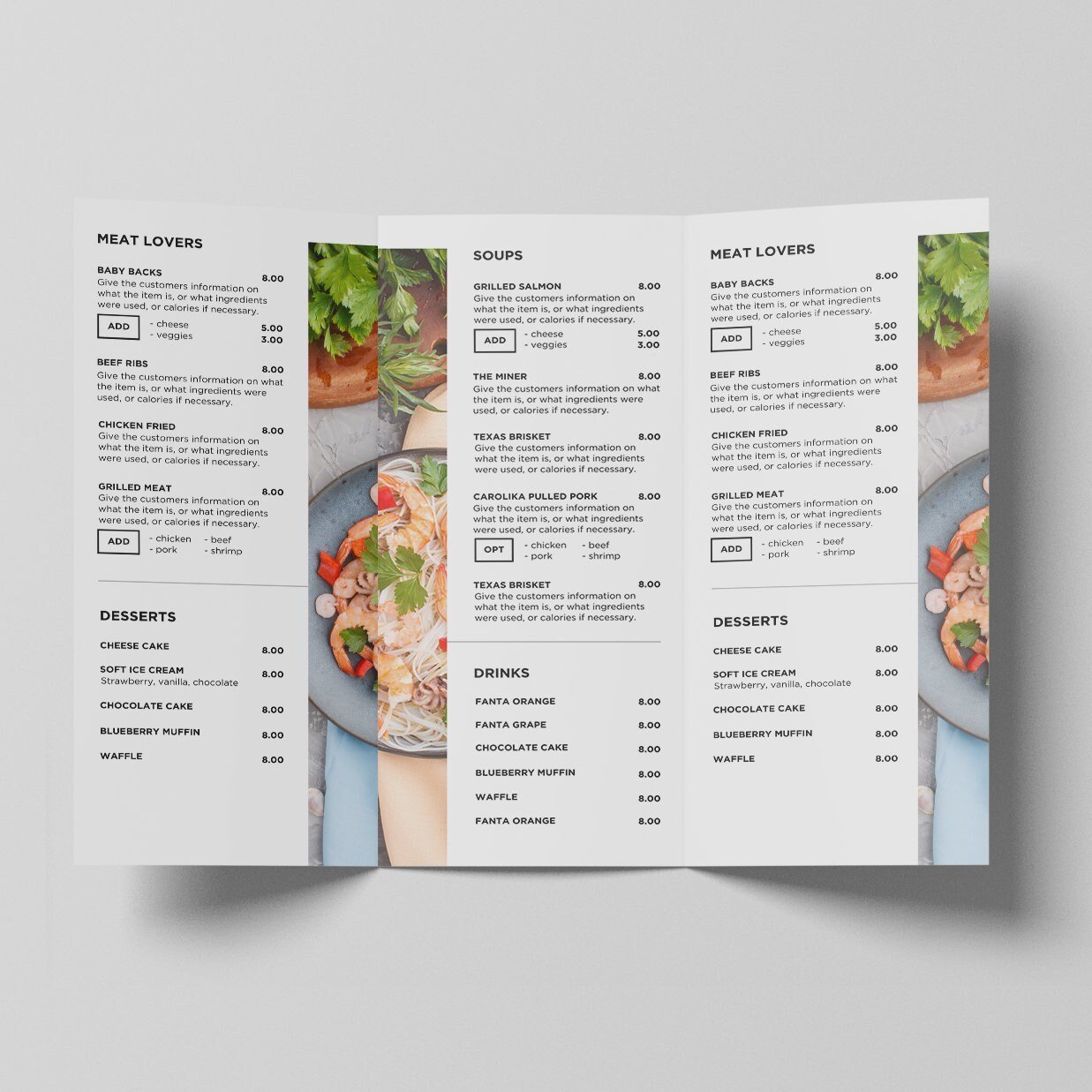 Trifold Takeout To Go Brochure Menu Template for Restaurant Pizza Burger Cafe Breakfast Drive Thru Food Truck Kitchen Canva Editable Modern - Image 3