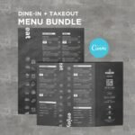 Chalkboard Table Dine-in Menu and Matching Takeout Menu Canva Template Bundle