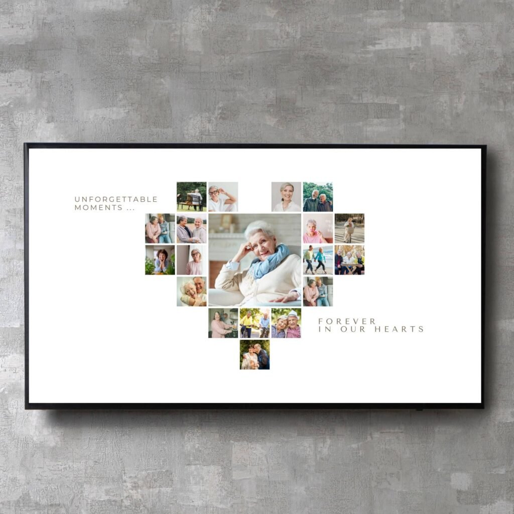 White Digital Funeral Slideshow Video Presentation Canva Template with Music