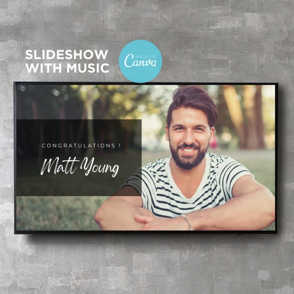Digital Birthday Slideshow Video Presentation Canva Template with Music