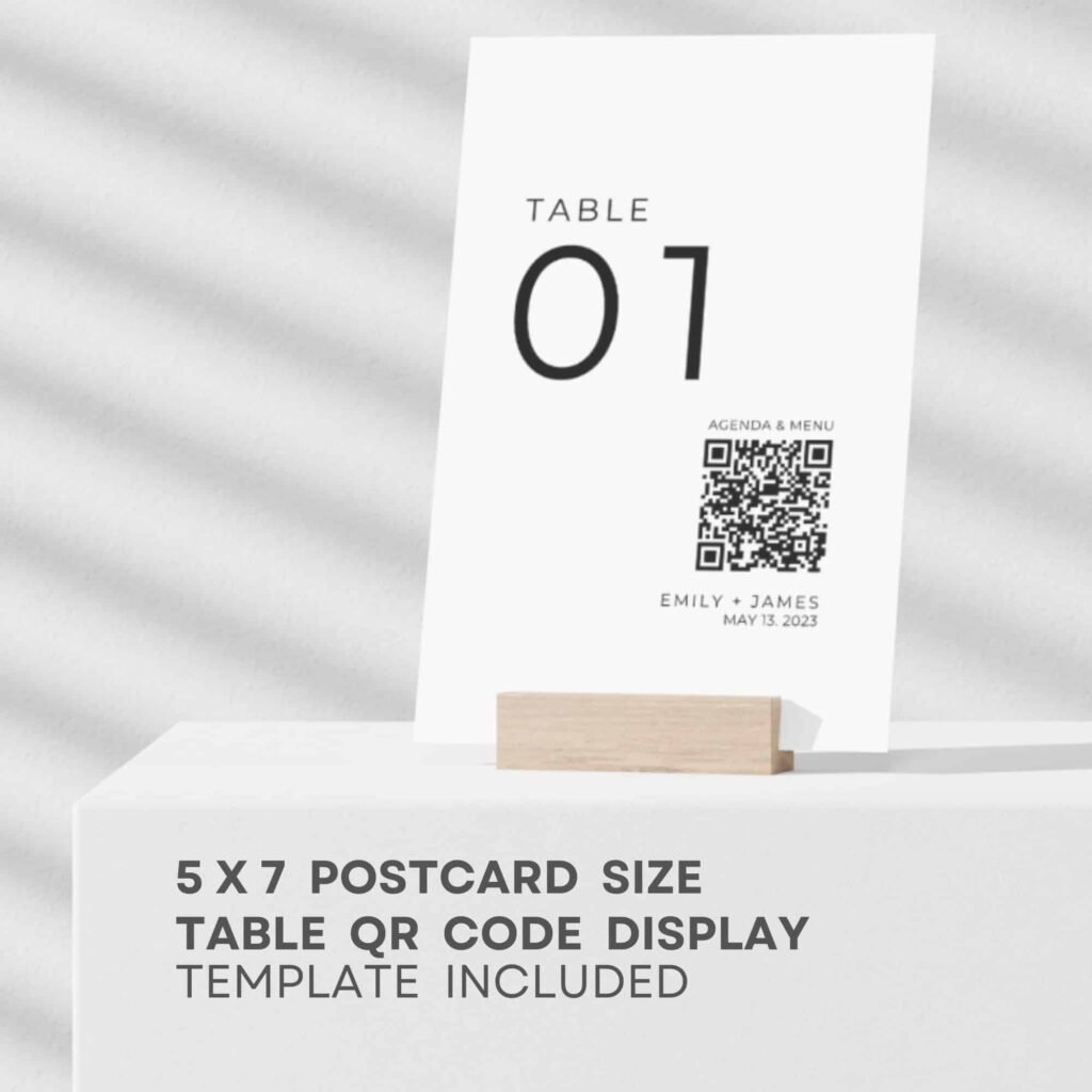 Wedding Digital Seating Chart and Order of Events Canva Template with QR Code