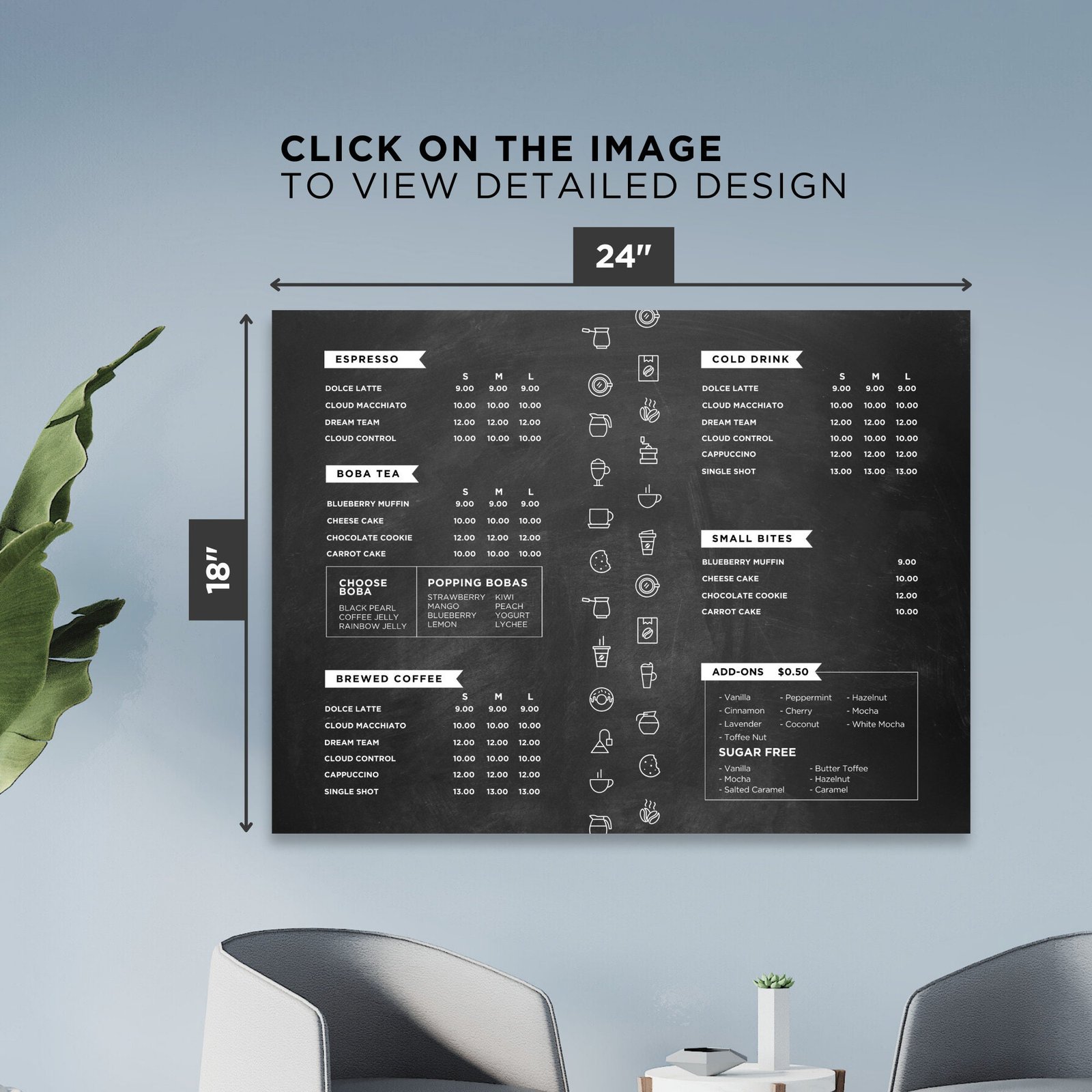 DIY Menu Board Canva Editable Template for Fast Food Pizza Burger Sandwich Ice Cream Juice Cafe Breakfast Drive thru Food Truck Kitchen
