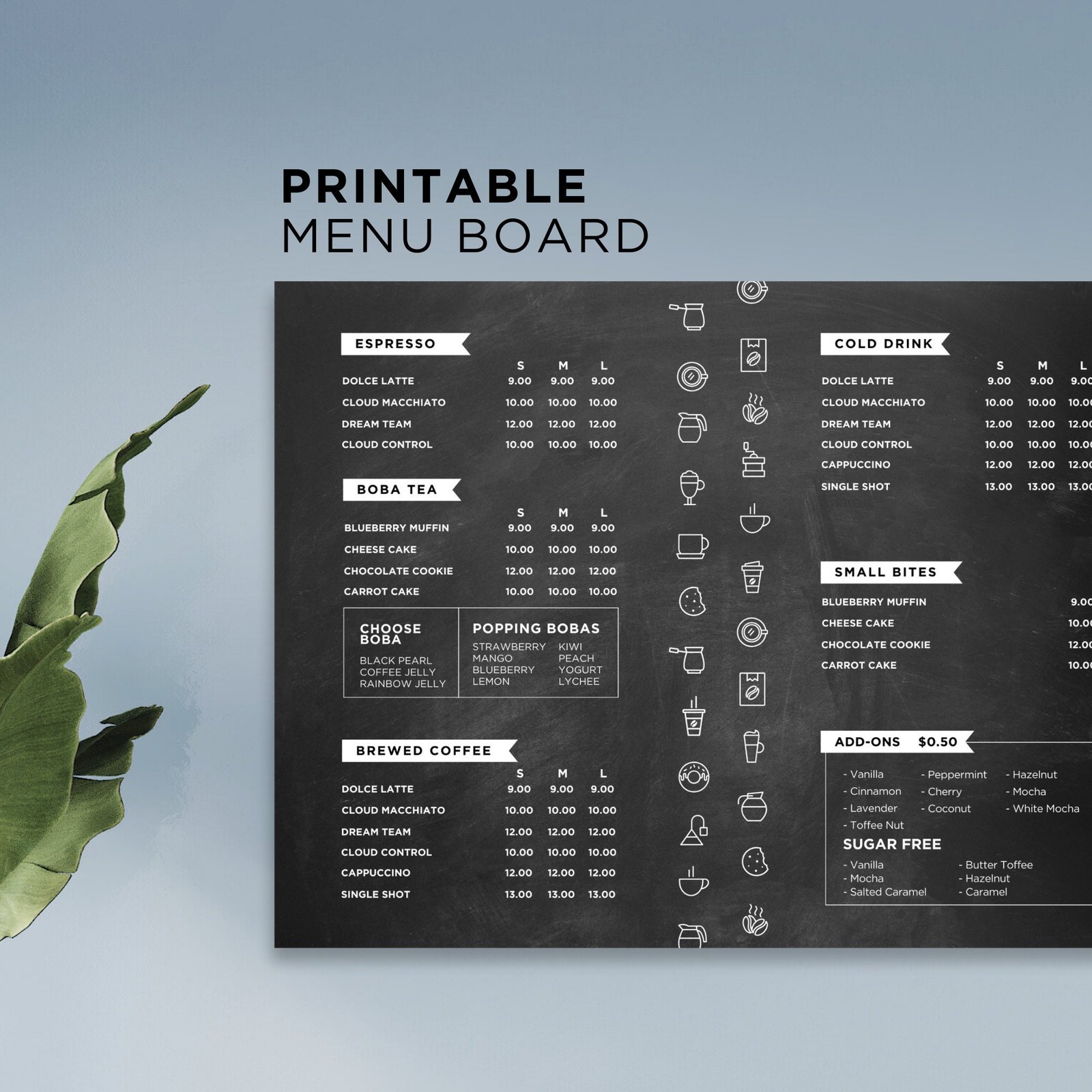 DIY Menu Board Canva Editable Template for Fast Food Pizza Burger Sandwich Ice Cream Juice Cafe Breakfast Drive thru Food Truck Kitchen