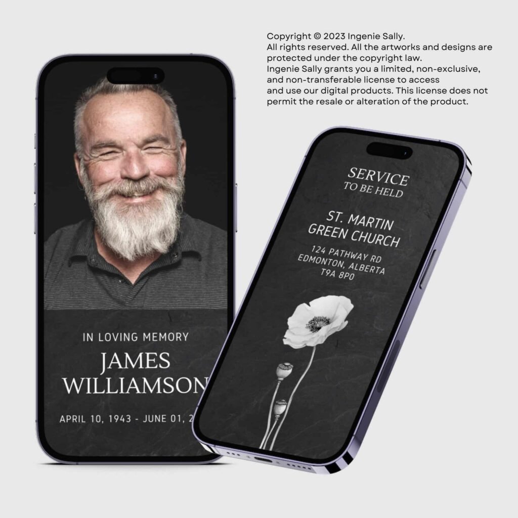 Animated Digital Funeral Announcement Video Invitation Canva Template