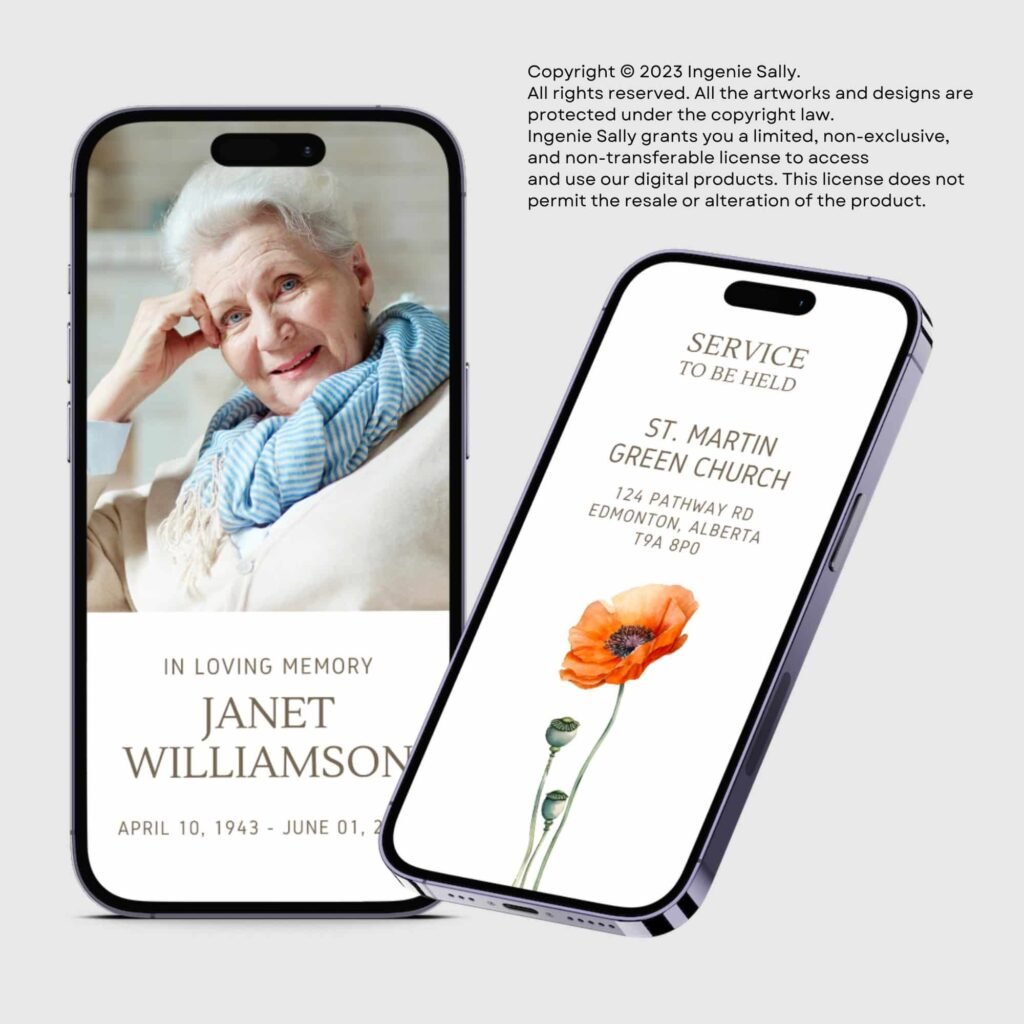 Animated Funeral Announcement Video Digital Invitation Canva Template