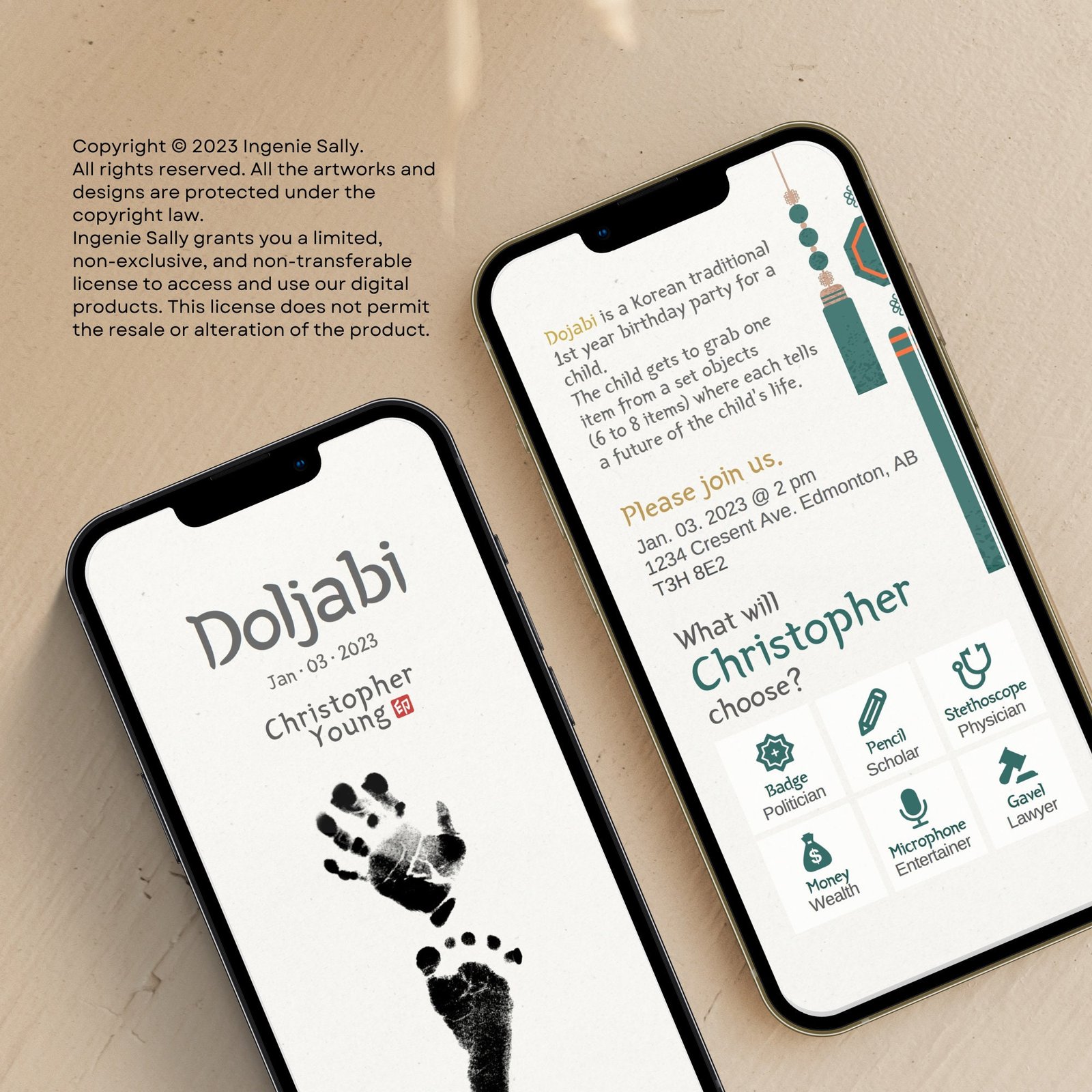 Doljabi Birthday Video Digital Invitation Template Baby Korean First Year Birthday Doljanchi ZhuaZhou 돌잔치 돌잡이 초대장 Canva Text Image Editable