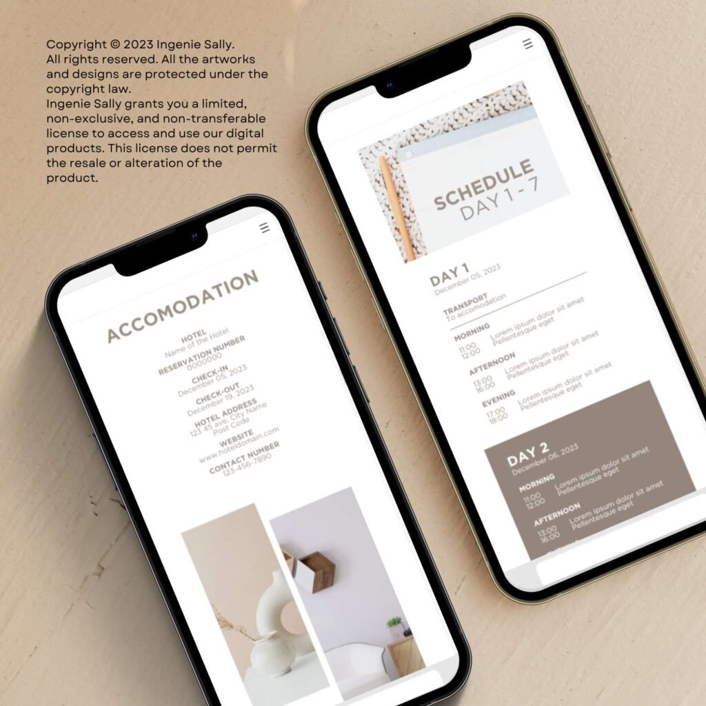 Mobile app schedule and accommodation details