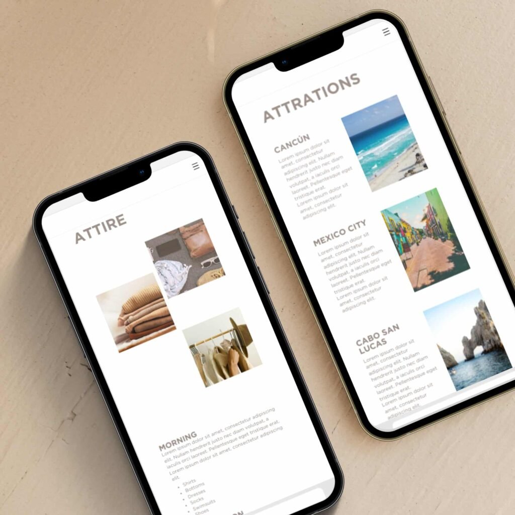 Two smartphones displaying travel information