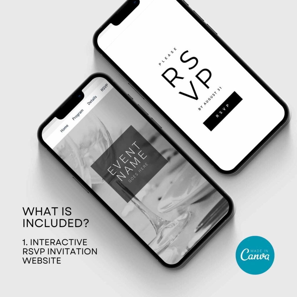 All in One Digital Event Invitation Website Canva Template with Auto RSVP Tracker for Life Celebration