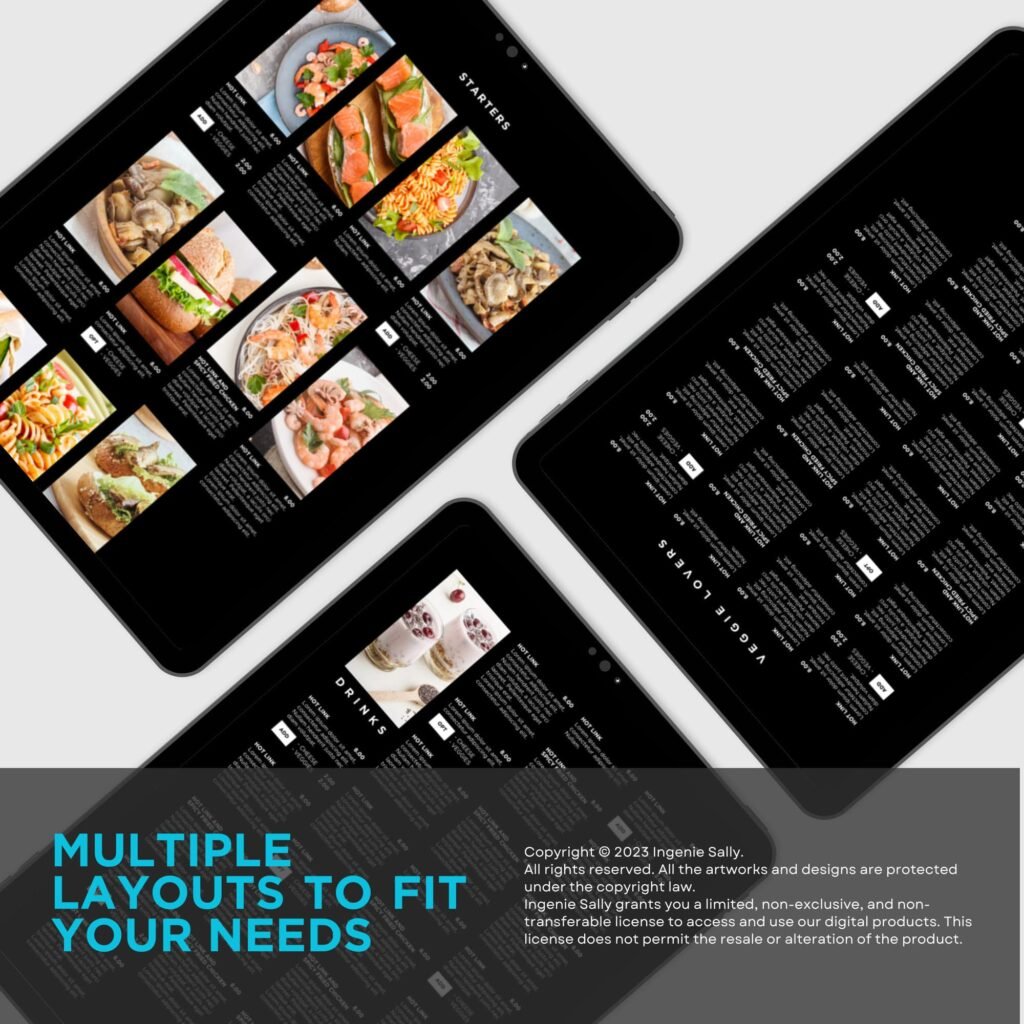 Black Digital Mobile Menu Template with QR Code Scan for Restaurants and Cafe
