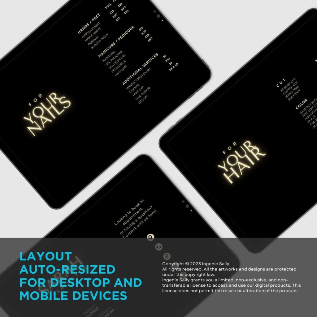 Beauty and Salon Digital Price List Canva Template with QR Code