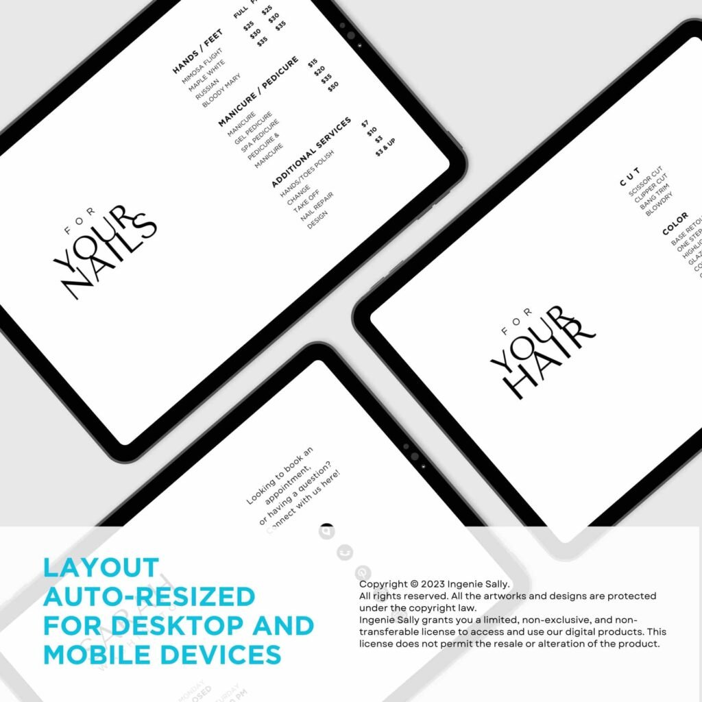 Beauty and Salon Digital Price List Canva Template with QR Code