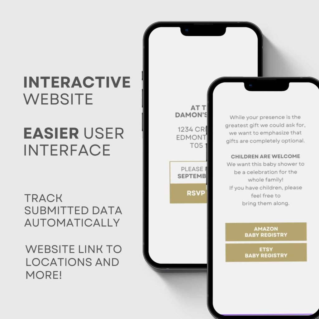 Mobile website invitation for baby shower