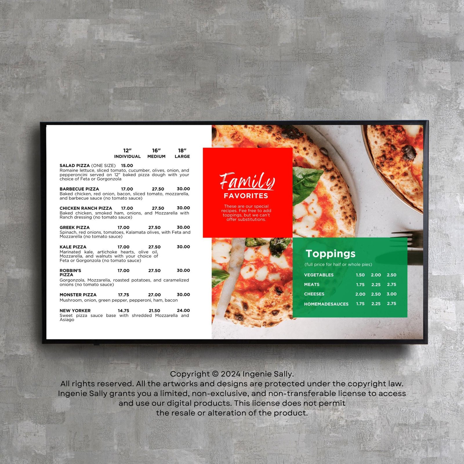 DIY Static TV Editable Digital Menu Board Screen Canva Template for Restaurant Sandwich Cafe Breakfast Drive Thru Food Truck Pizza Pasta - Image 4