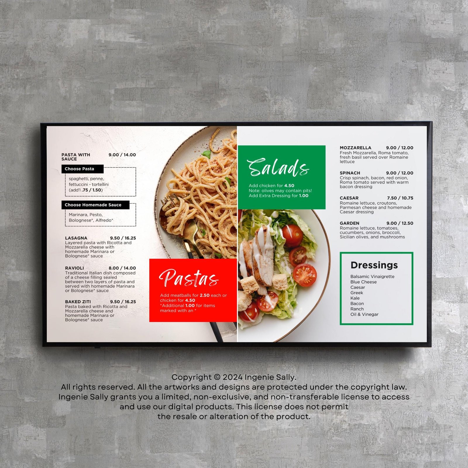 DIY Static TV Editable Digital Menu Board Screen Canva Template for Restaurant Sandwich Cafe Breakfast Drive Thru Food Truck Pizza Pasta - Image 5