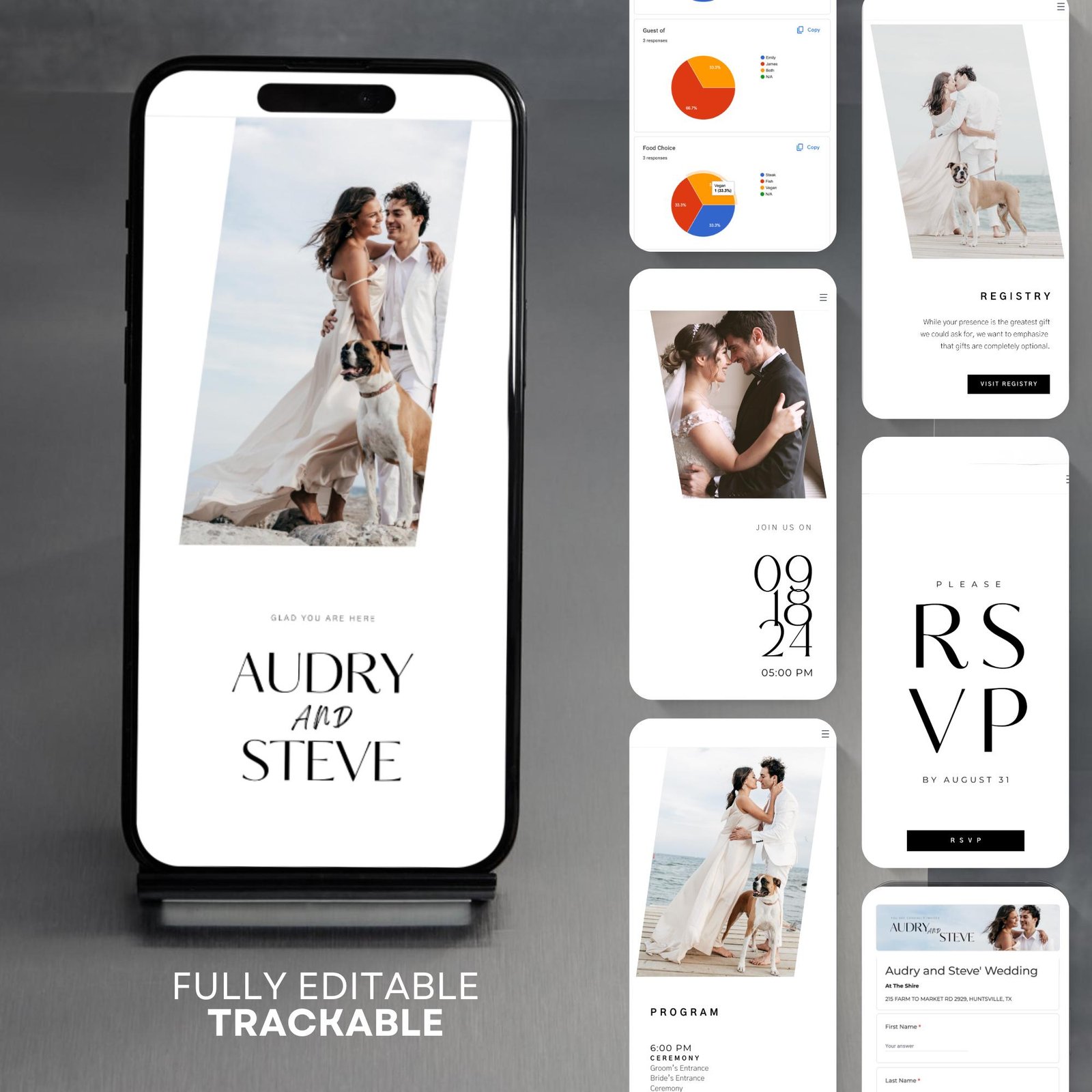 RSVP Auto Guest List Tracker All In One Digital Wedding Invitation Announcement with Online Registry Guestbook Save the Date Honeymoon Fund