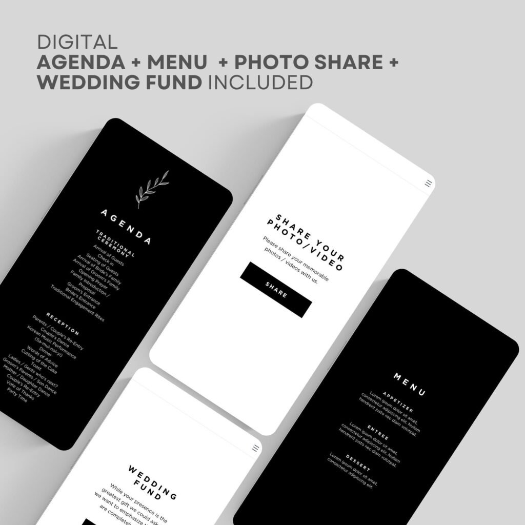 Wedding Digital Seating Chart and Order of Events Canva Template with QR Code
