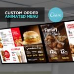 4 Screen Custom Animated TV Digital Menu Board Design Service