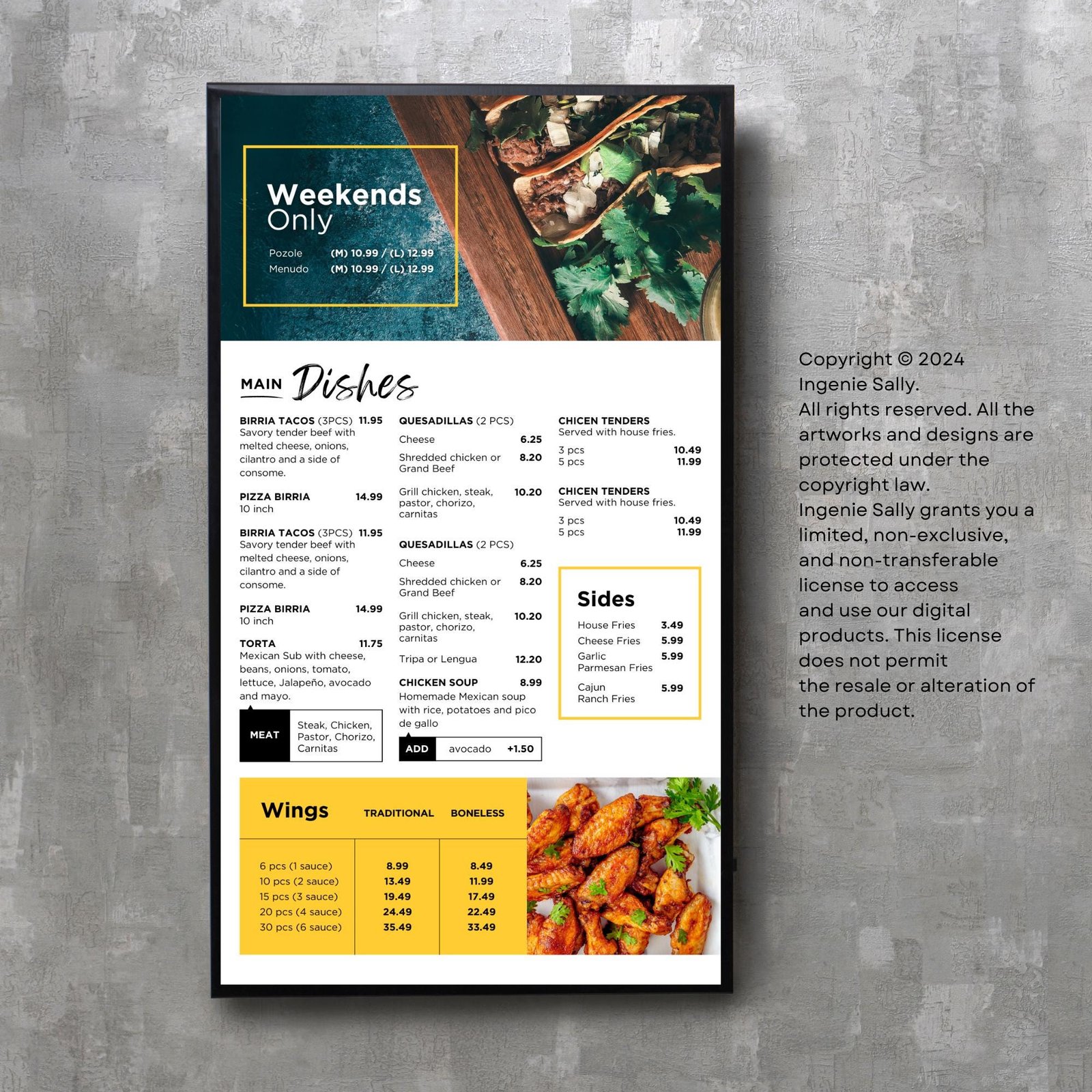 DIY Mexican Static TV Editable Digital Menu Board Screen Canva Template for Restaurant Pizza Burger Cafe Breakfast Drive Thru Food Truck - Image 4