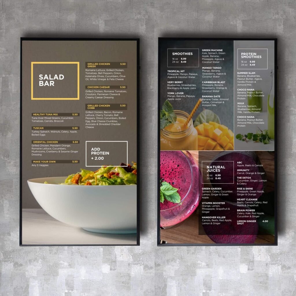 1 Screen Custom Static TV Digital Menu / LED Menu Board Design Service