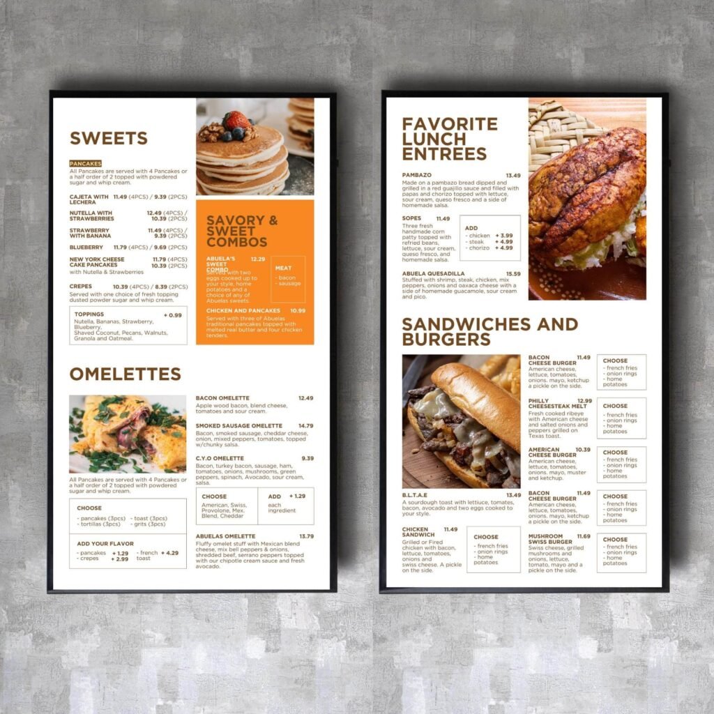 1 Screen Custom Static TV Digital Menu / LED Menu Board Design Service